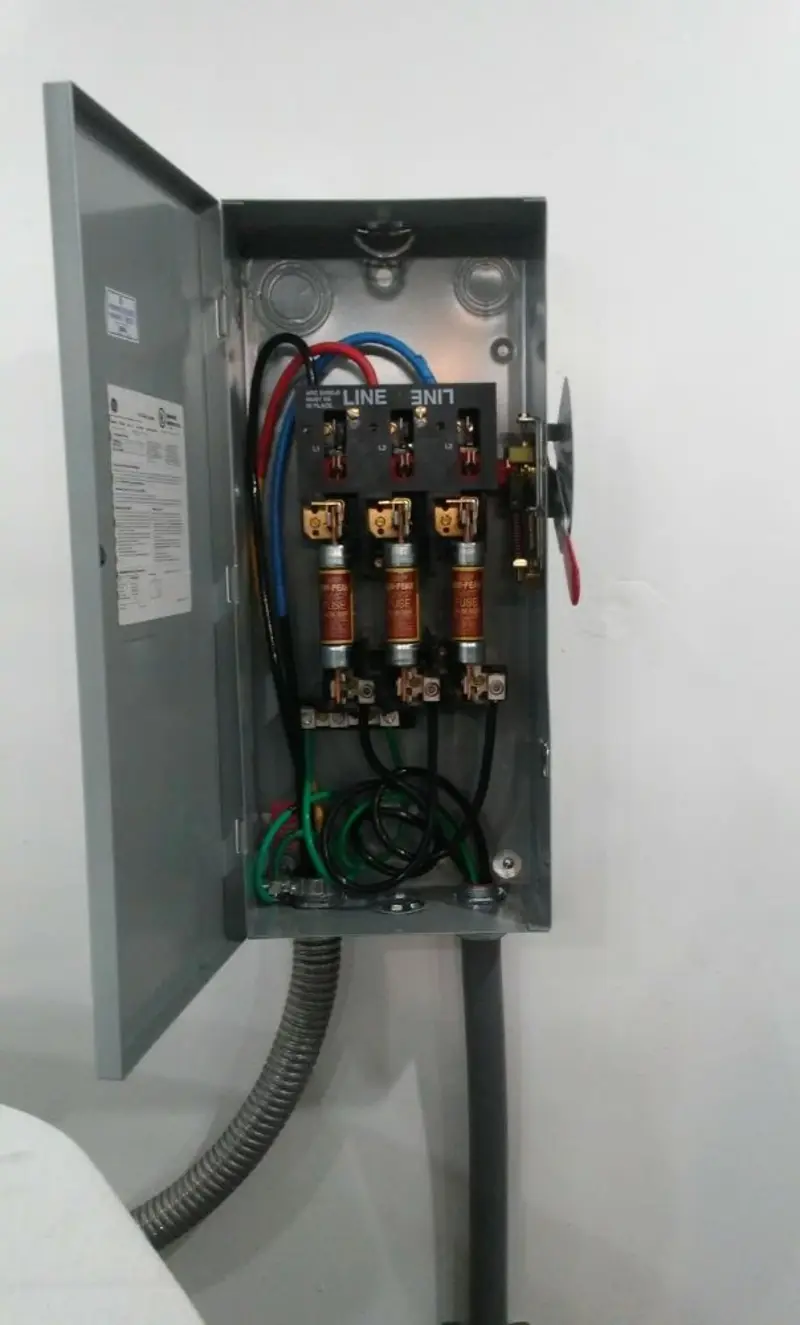 Three-phase disconnect switch installed for Smoke Detector Installation in Laguna Woods